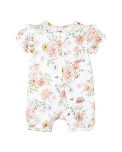 Lara Print Short Sleeve Zip Romper